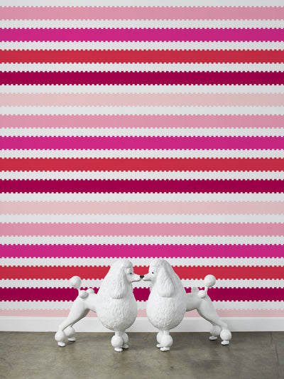 'Allan Stripe' Wallpaper by Barbie™ - Magenta / Pink