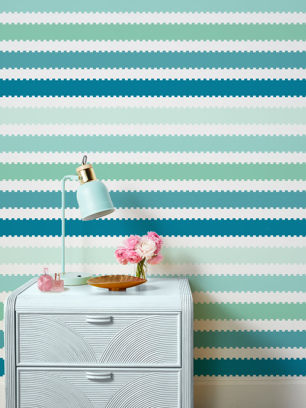 'Allan Stripe' Wallpaper by Barbie™ - Teal / Aqua