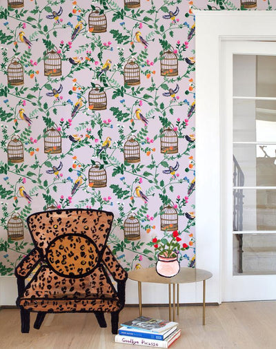 'Ann's Garden' Wallpaper by Carly Beck - Lavender