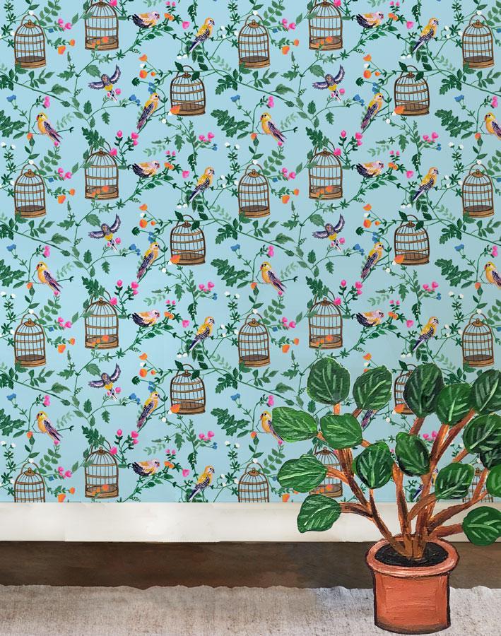 'Ann's Garden' Wallpaper by Carly Beck - Sky