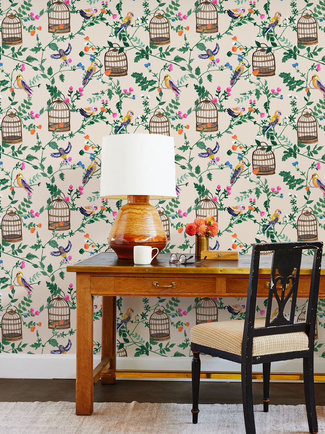 'Ann's Garden' Wallpaper by Carly Beck - Peach