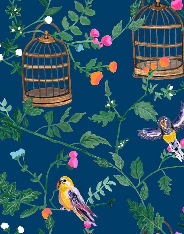 anns garden deep navy wallpaper by carly beck