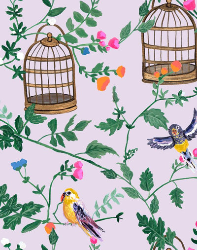 'Ann's Garden' Wallpaper by Carly Beck - Lavender