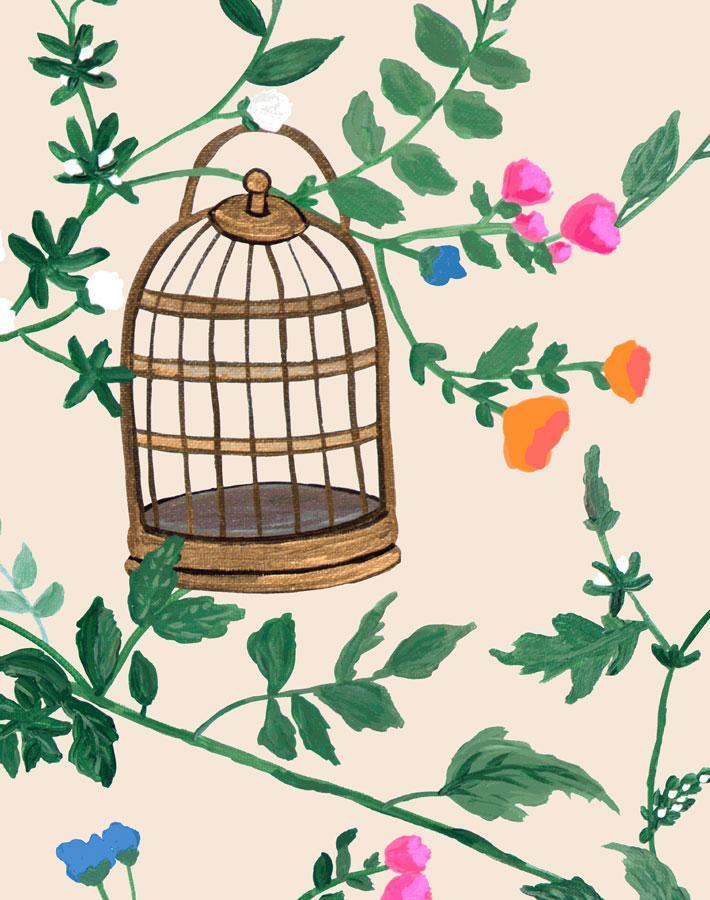 'Ann's Garden' Wallpaper by Carly Beck - Peach