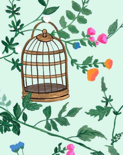 'Ann's Garden' Wallpaper by Carly Beck - Robins Egg