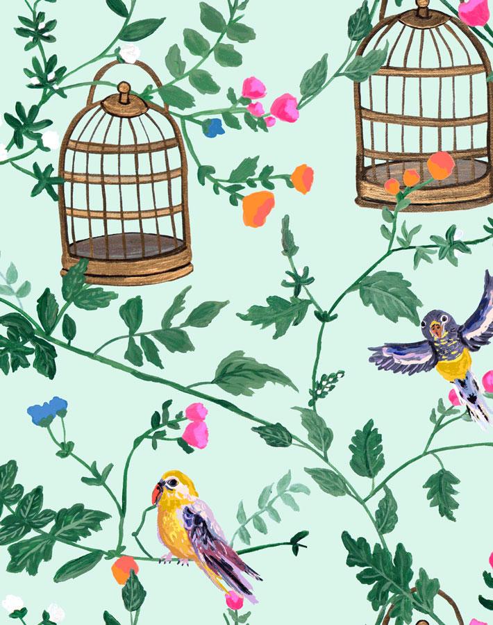 'Ann's Garden' Wallpaper by Carly Beck - Robins Egg