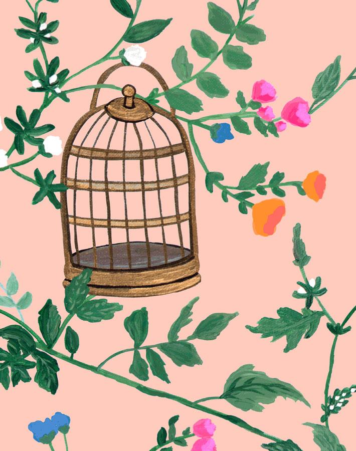 'Ann's Garden' Wallpaper by Carly Beck - Salmon