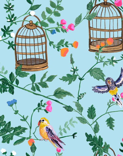 'Ann's Garden' Wallpaper by Carly Beck - Sky