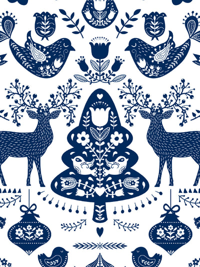 'Annika' Scandinavian' Wallpaper by Nathan Turner - Navy