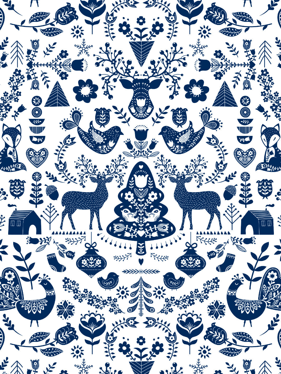 'Annika' Scandinavian' Wallpaper by Nathan Turner - Navy