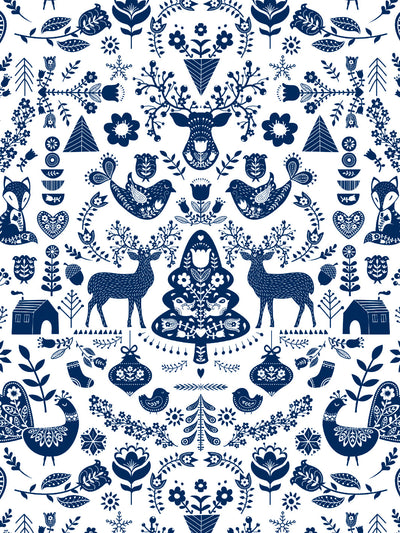 'Annika' Scandinavian' Wallpaper by Nathan Turner - Navy