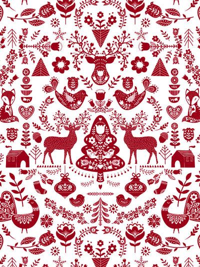 'Annika' Scandinavian' Wallpaper by Nathan Turner - Red