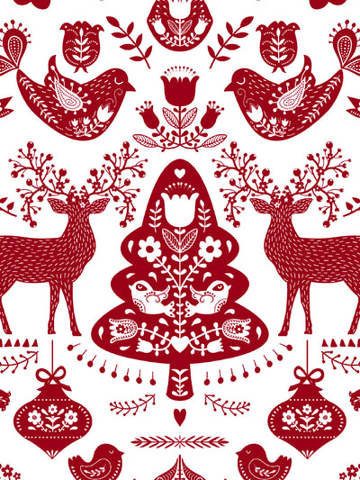 'Annika' Scandinavian' Wallpaper by Nathan Turner - Red
