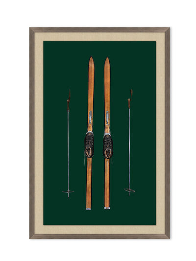 'Antique Skis Green' by Nathan Turner Framed Art