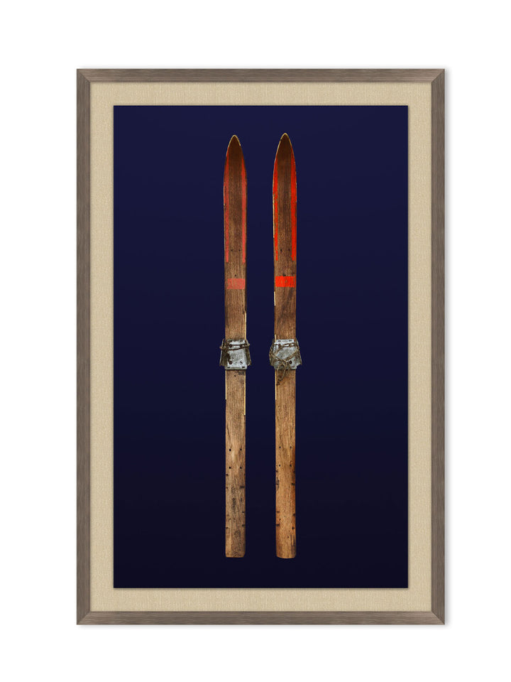'Antique Skis Navy 1' by Nathan Turner Framed Art