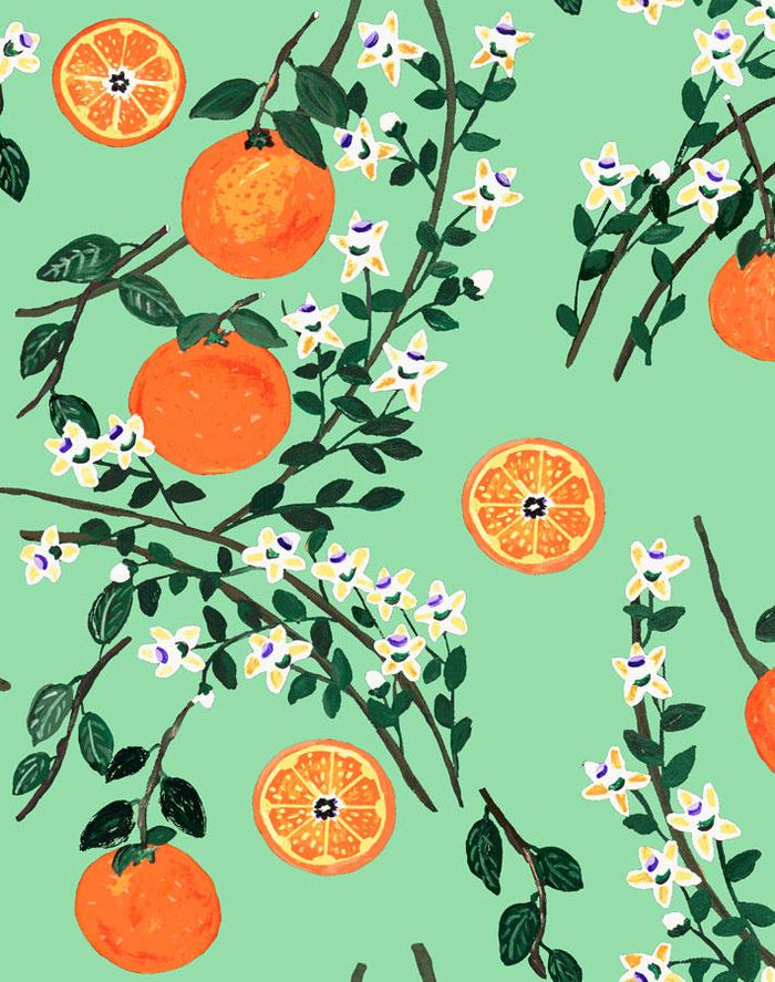 'Arance Dolci' Wallpaper by Carly Beck - Jade