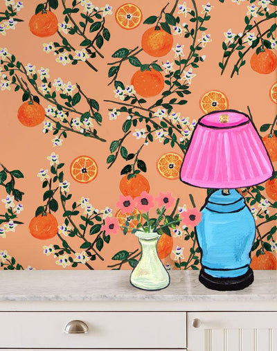 'Arance Dolci' Wallpaper by Carly Beck - Orange