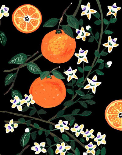 'Arance Dolci' Wallpaper by Carly Beck - Black