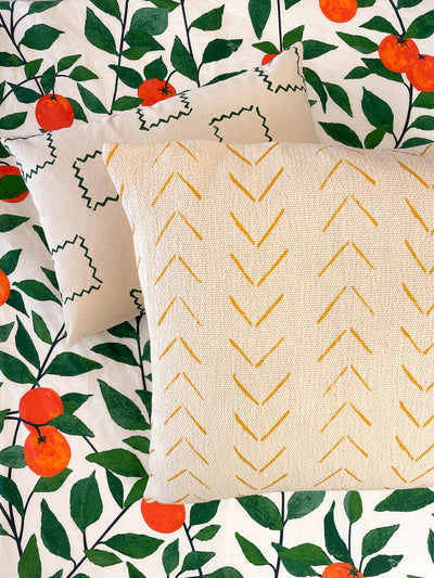 'Arrows' Throw Pillow by Nathan Turner - Gold on California Cotton