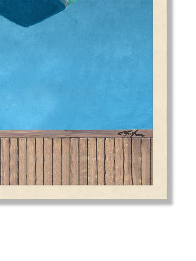 'Aqua Pool Deck Blue' Framed Art Framed Art