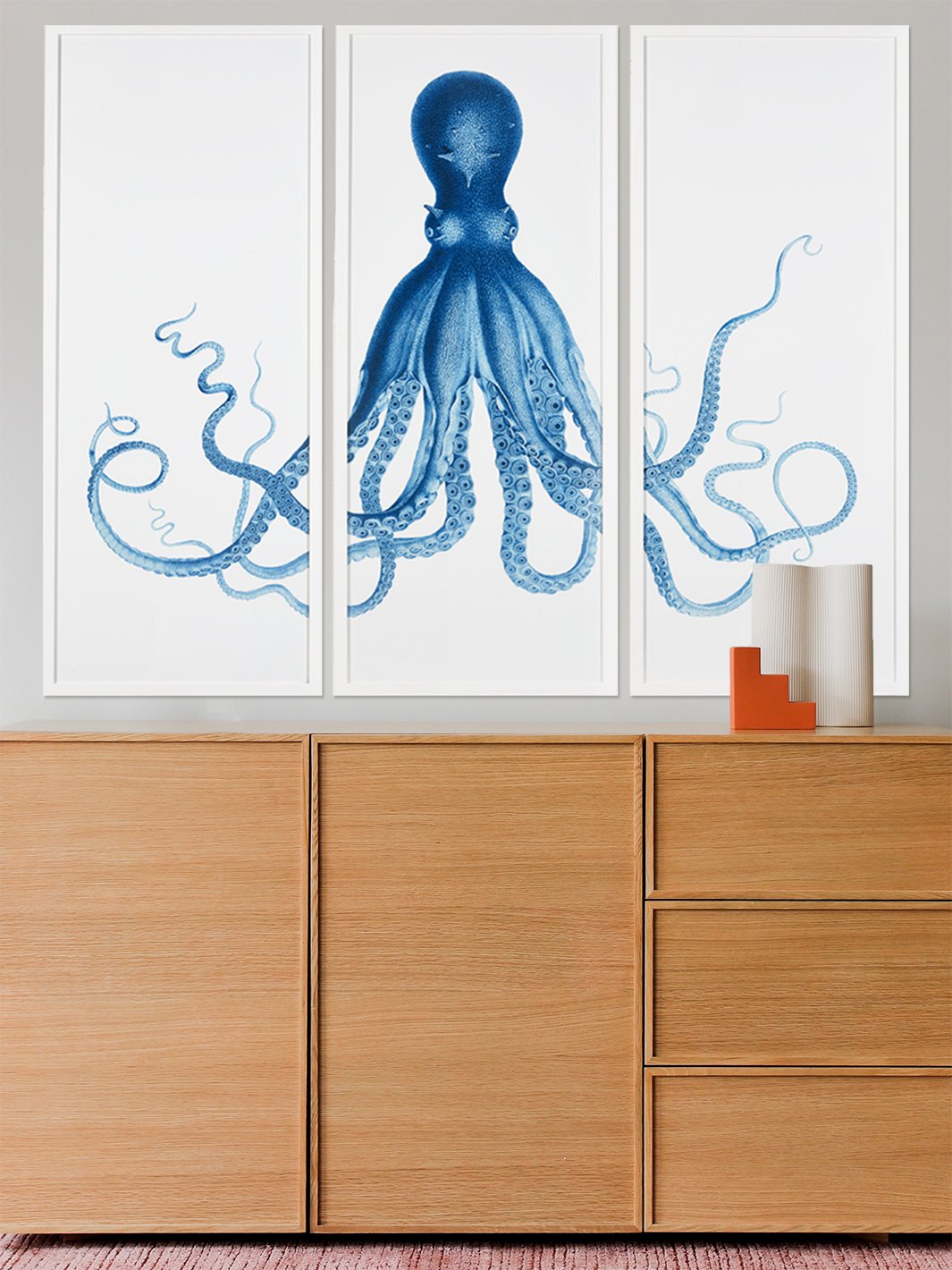 'Pacific Octopus White' Framed Art