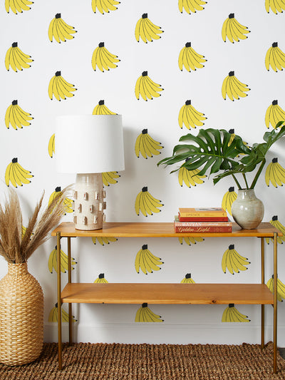 bananas wallpaper by tea collection white