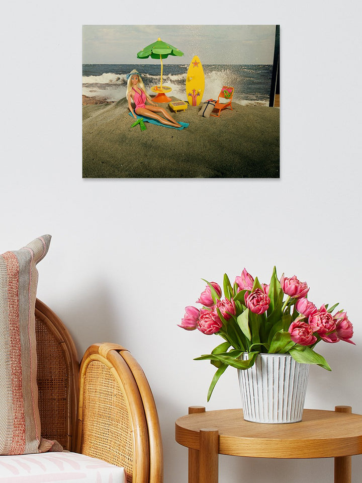 barbie beach scene on acrylic
