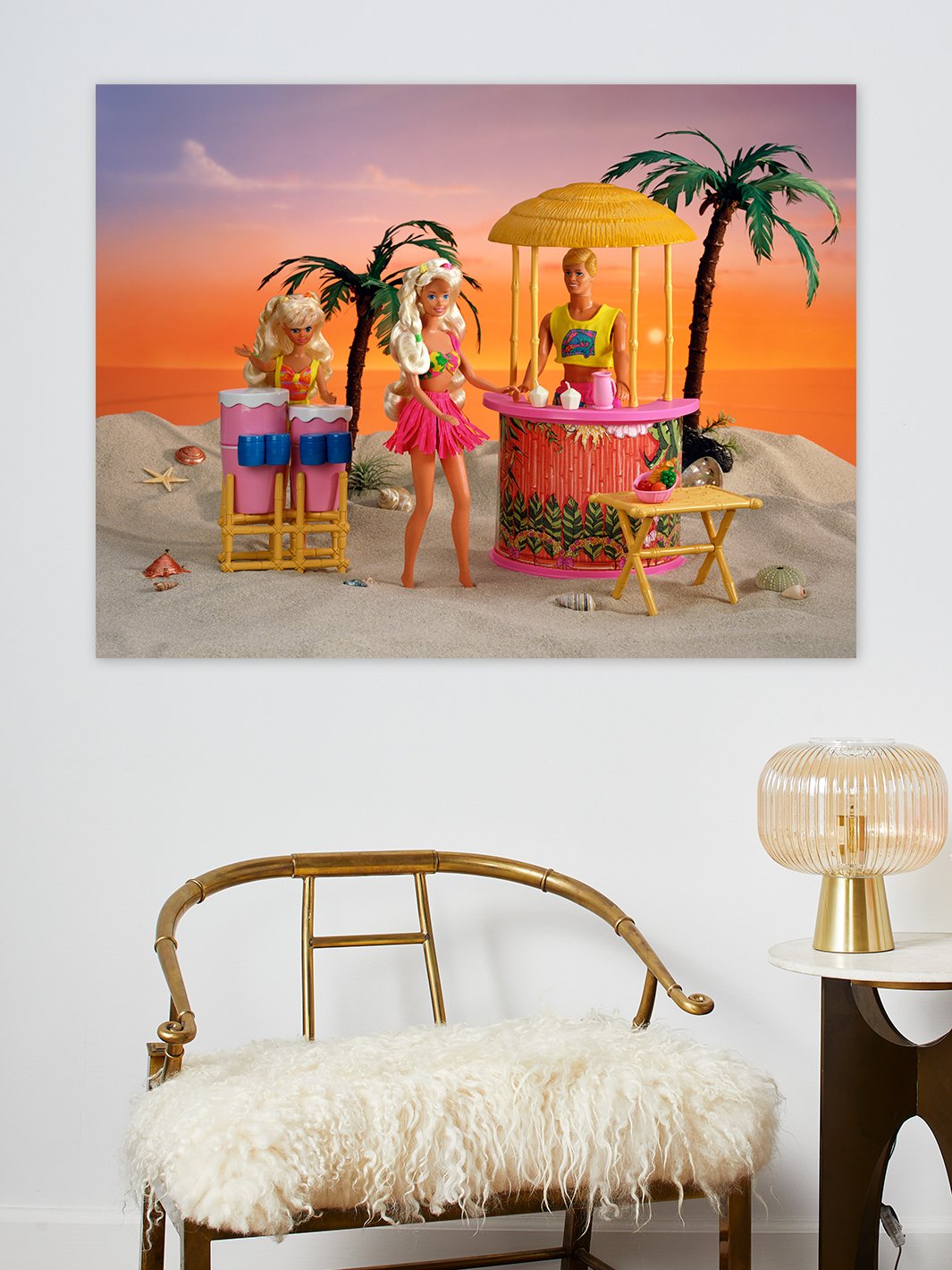 barbie hawaii beach party on acrylic