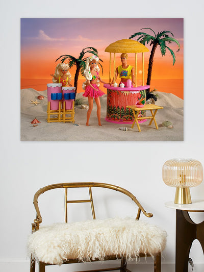 barbie hawaii beach party on acrylic