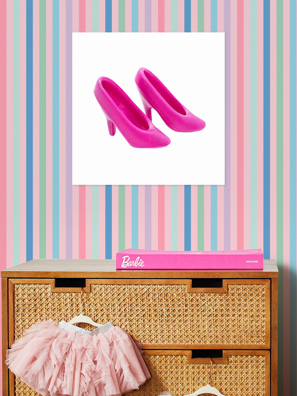 barbie pink pumps on acrylic
