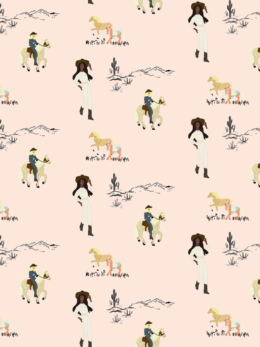 'Barbie™ Ranch' Wallpaper by Barbie™ - Peach