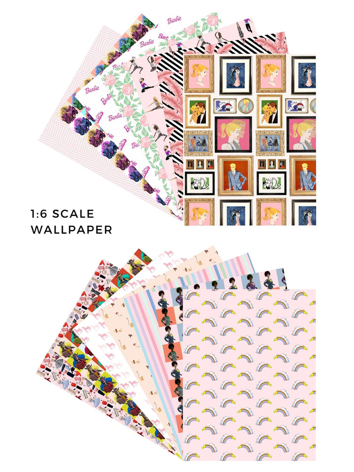 miniature barbie dreamhouse 1 6 scale wallpaper diy kit