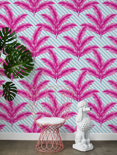 barbiestyle isla palm wallpaper in in 219 barbie pink baby blue