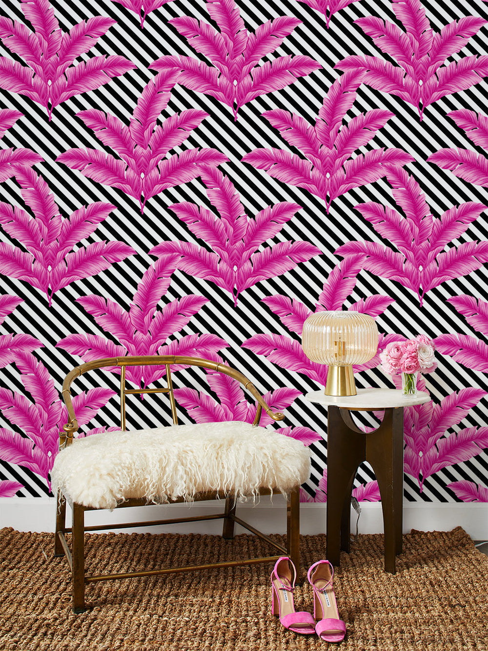 barbiestyle-isla-palm-wallpaper-in-219-barbie-pink-black