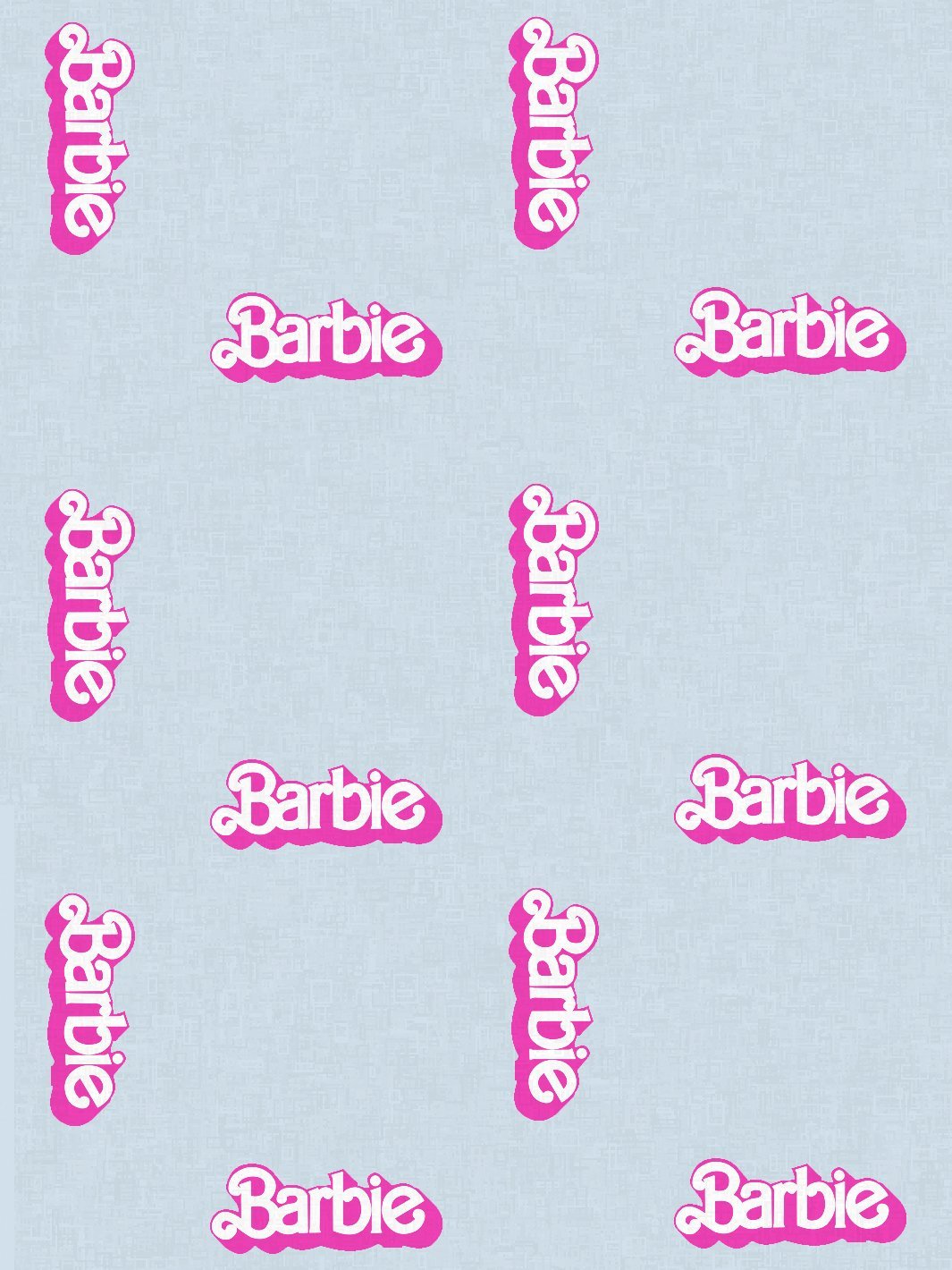 Barbie Fabric by the Yard 80s Barbie Logo Baby Blue Barbie Material For Sale Wallshoppe