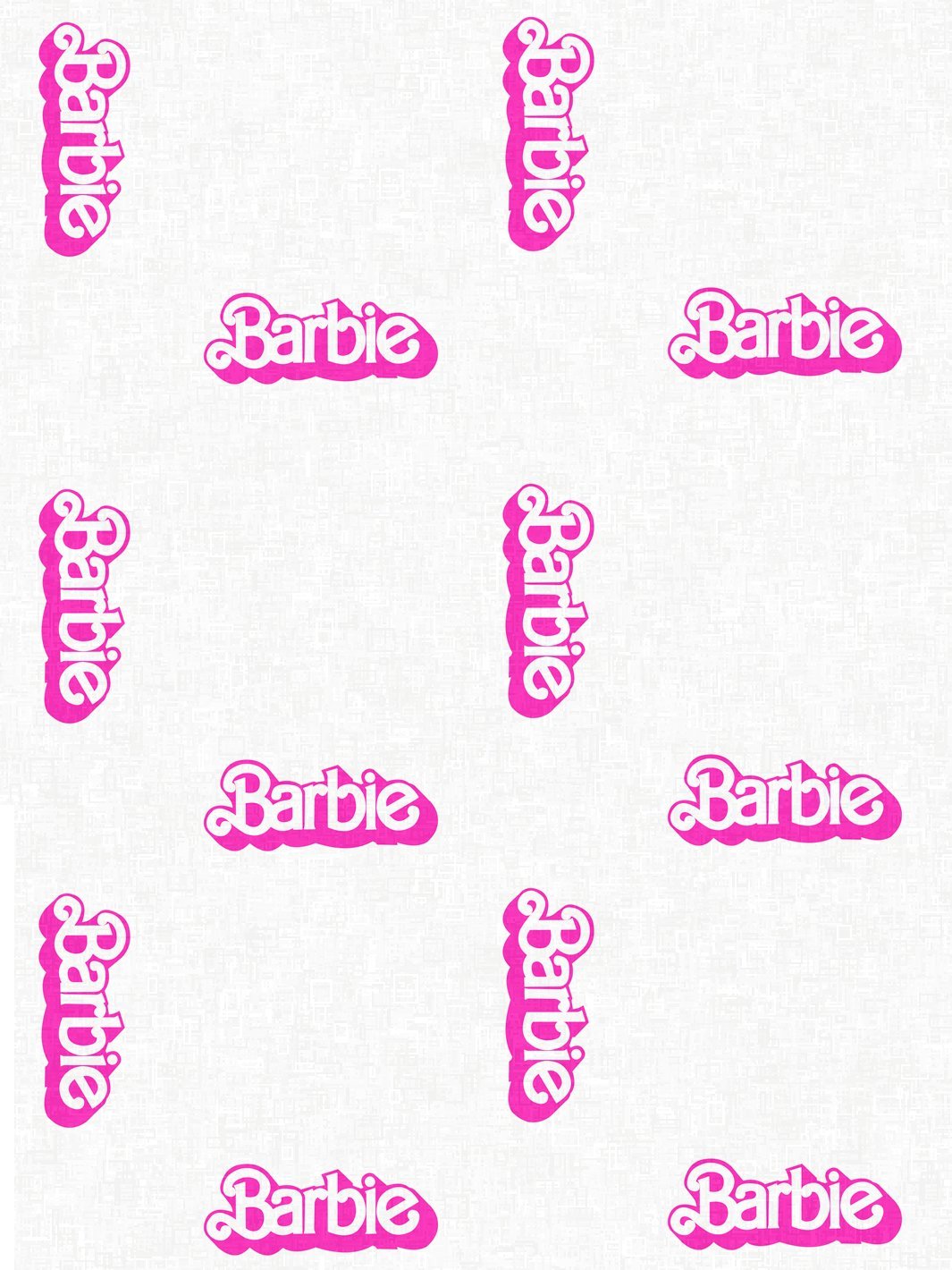 fabric by the yard 80s barbie logo white