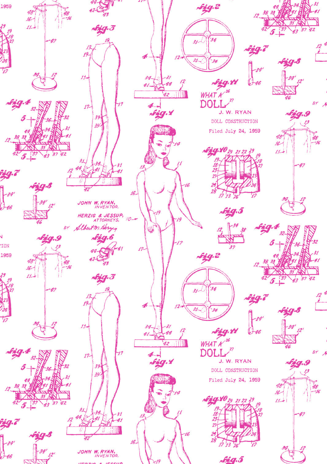 Barbie™ Blue Print Gift Wrap - 219 Barbie™ Pink