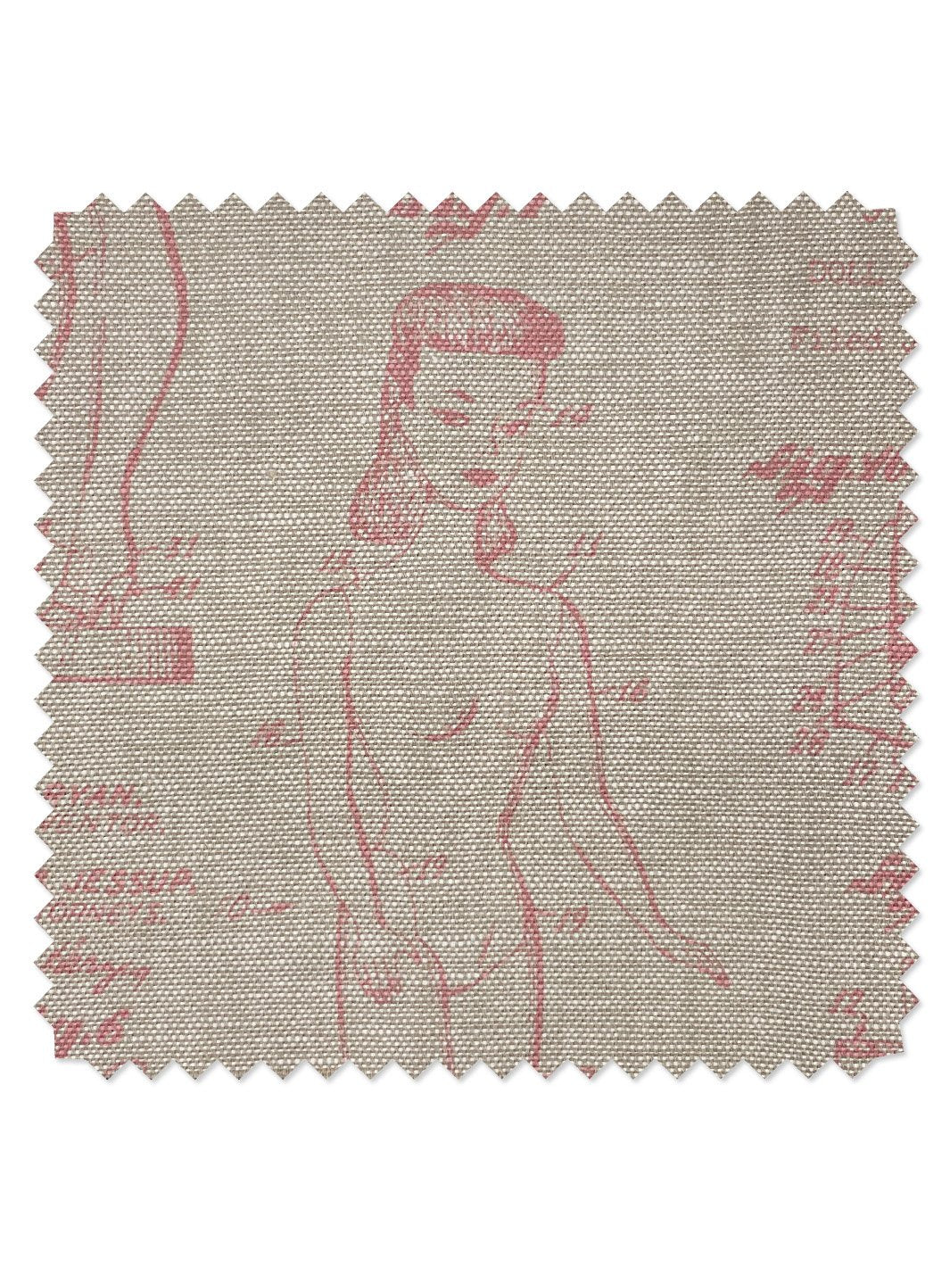 'Fabric by the Yard - Barbie™ Blueprint - Ballet Slipper on Flax Linen