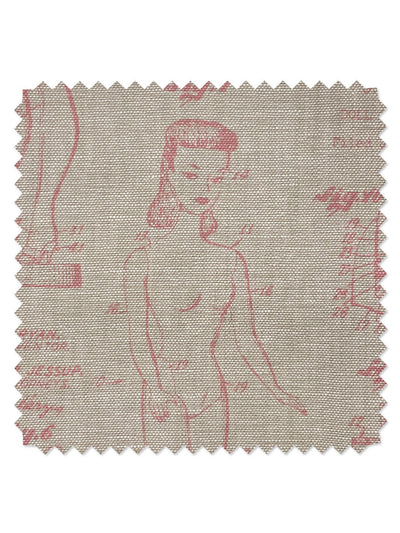 'Fabric by the Yard - Barbie™ Blueprint - Ballet Slipper on Flax Linen