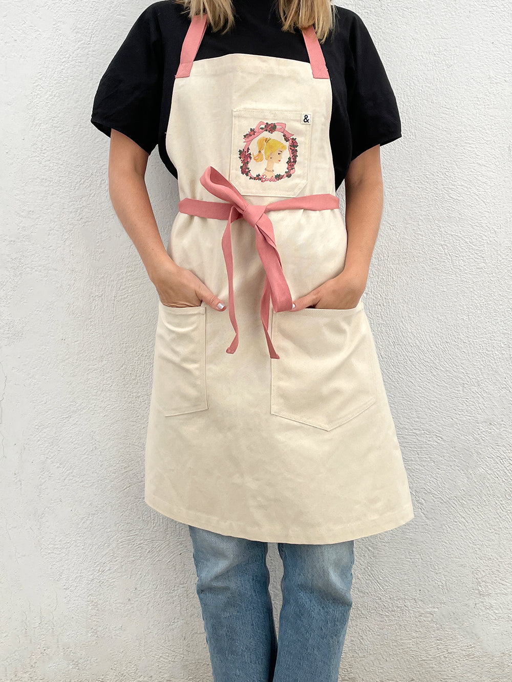 barbie x wallshoppe apron by hedley bennet blush rosette