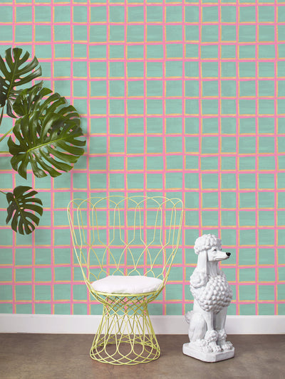 Barbie Dreamhouse Tiles' Wallpaper by Barbie™ - Aqua & Pink