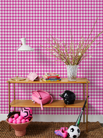 barbie gingham wallpaper in 219 barbie pink