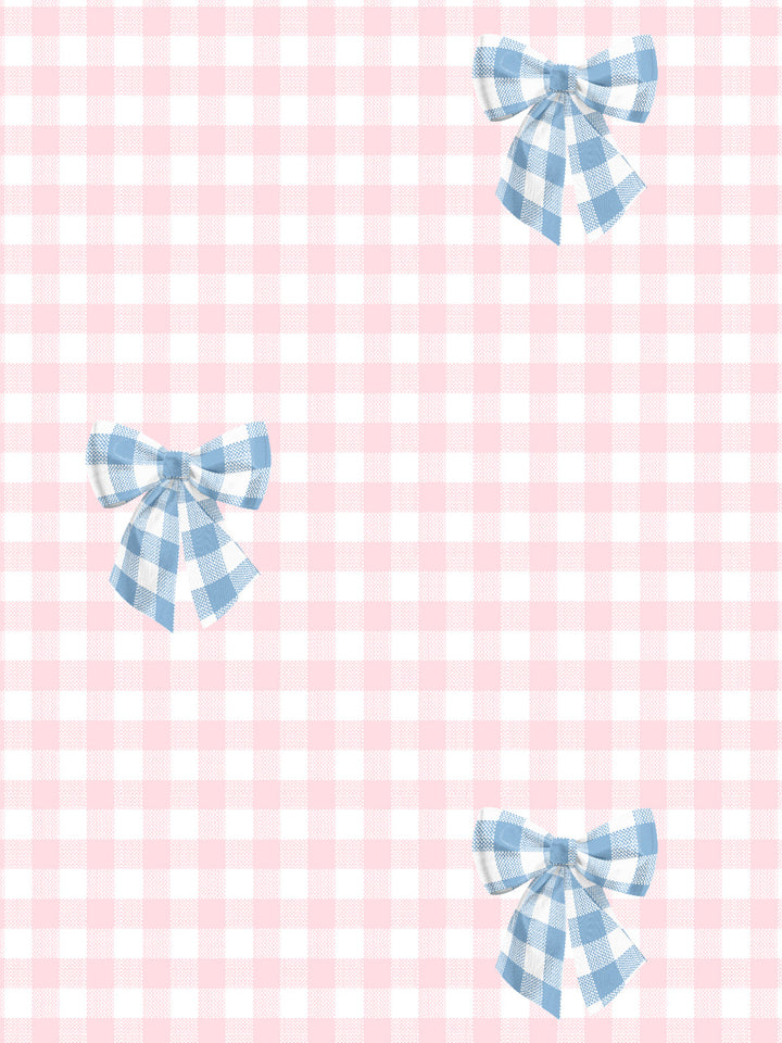 Barbie™ Gingham Bow Gift Wrap - Cornflower on Ballet Slipper
