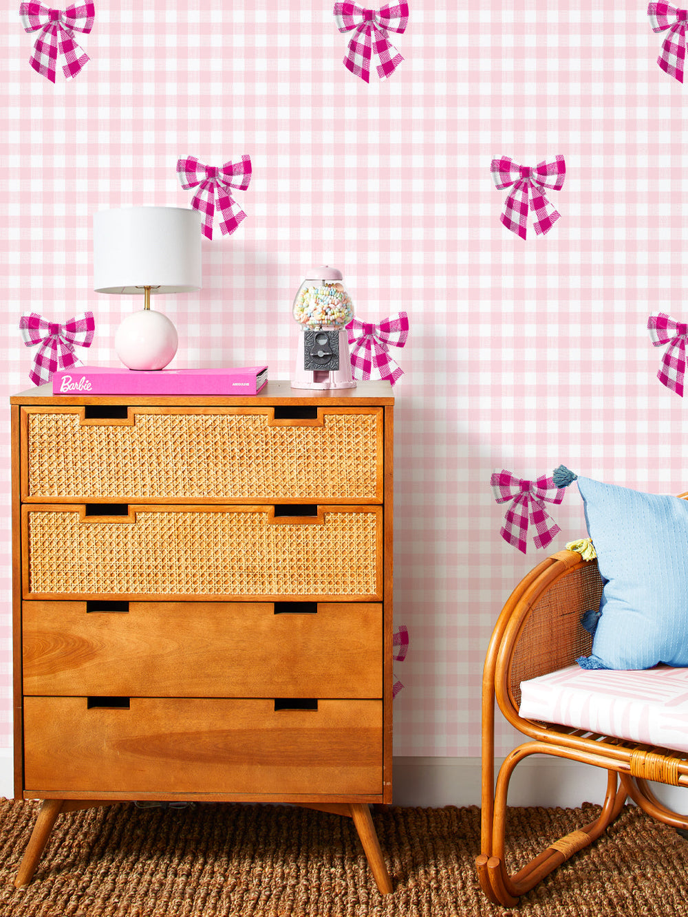 barbie-gingham-bow-wallpaper-by-barbie-219-pink-on-ballet-slipper