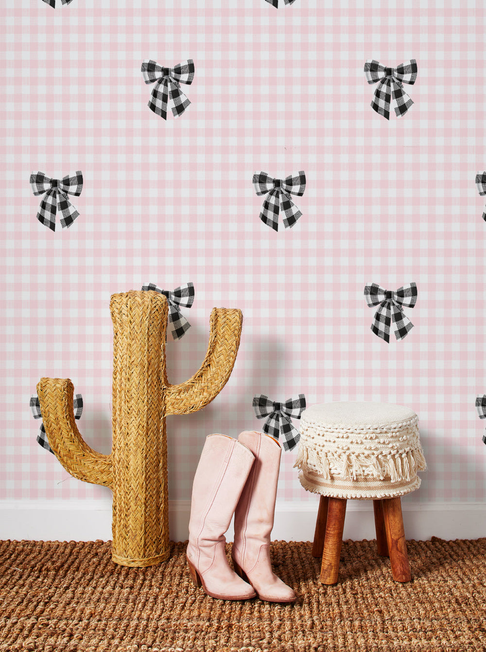 barbie-gingham-bow-wallpaper-by-barbie-black-on-ballet-slipper