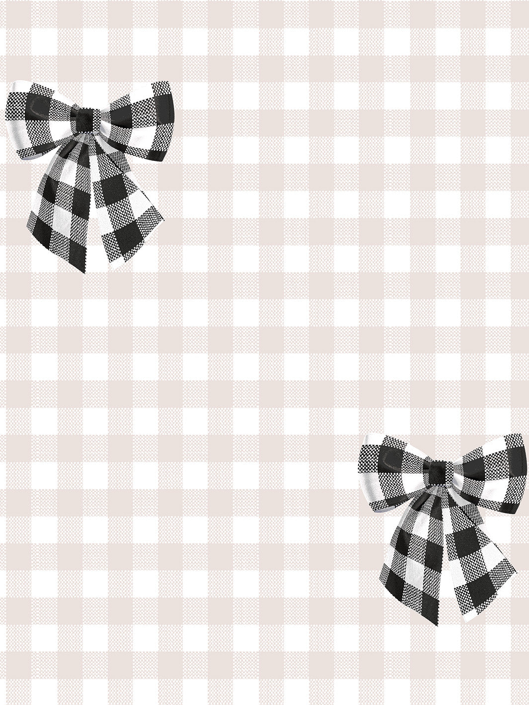 'Barbie™ Gingham Bow' Wallpaper by Barbie™ - Black on Oyster