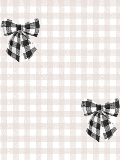 'Barbie™ Gingham Bow' Wallpaper by Barbie™ - Black on Oyster