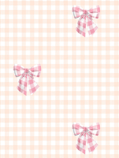 'Barbie™ Gingham Bow' Wallpaper by Barbie™ - Bubblegum on Peach