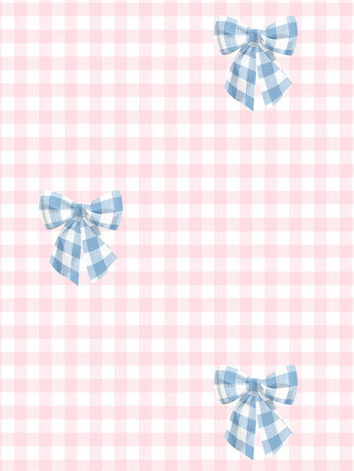 'Barbie™ Gingham Bow' Wallpaper by Barbie™ - Cornflower on Ballet Slipper