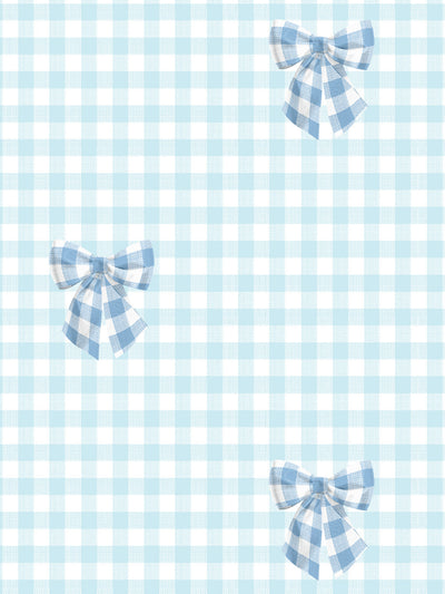 'Barbie™ Gingham Bow' Wallpaper by Barbie™ - Cornflower on Sky